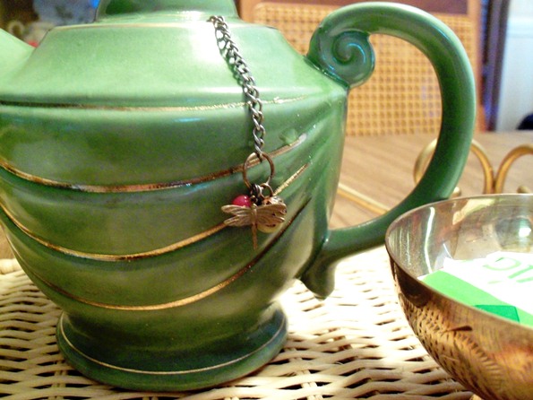 beautiful green tea pot